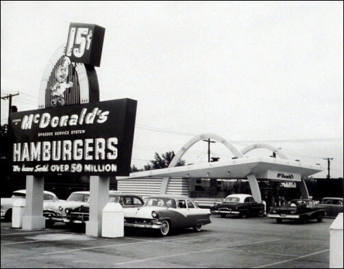 McDonald\'s Restaurant Large Photo 11X14 1950\'s Des Plaines Illinois Speedee Kroc