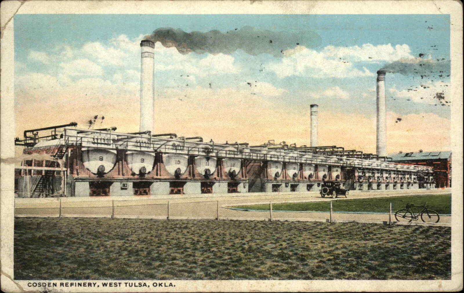 West Tulsa Oklahoma OK Cosden Oil Refinery Mining Fossil Fuel Vintage Postcard