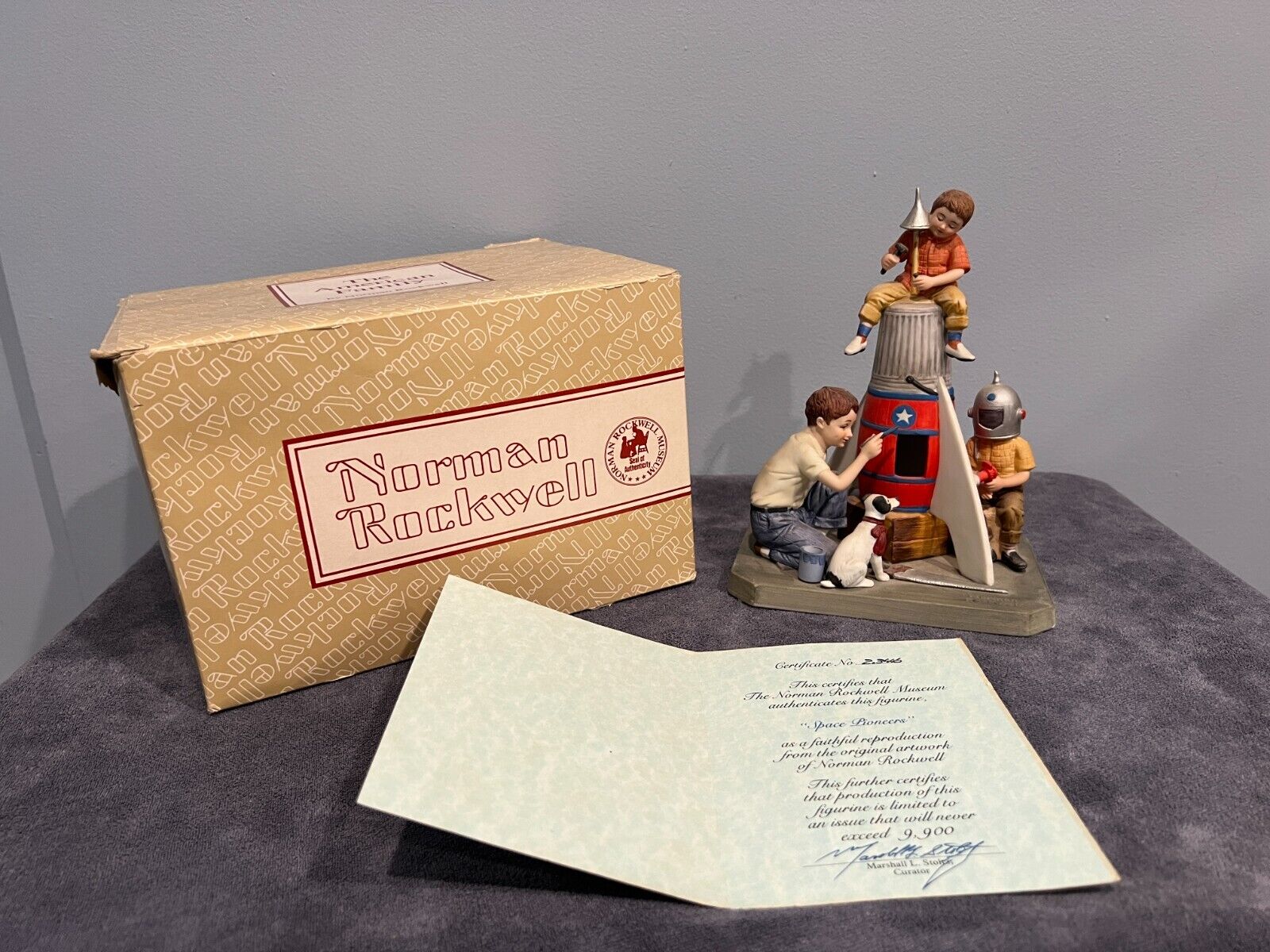 1982 Norman Rockwell \'Space Pioneers\' Figurine with Box and COA -Great Condition