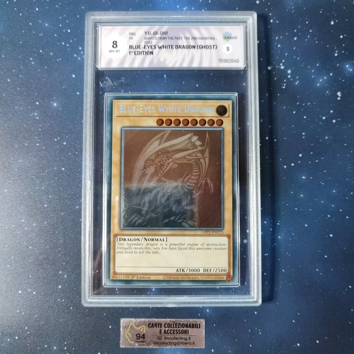 Blue-eyes White Dragon GFP2-EN175 GHOST 1ST EDITION GRAAD 8