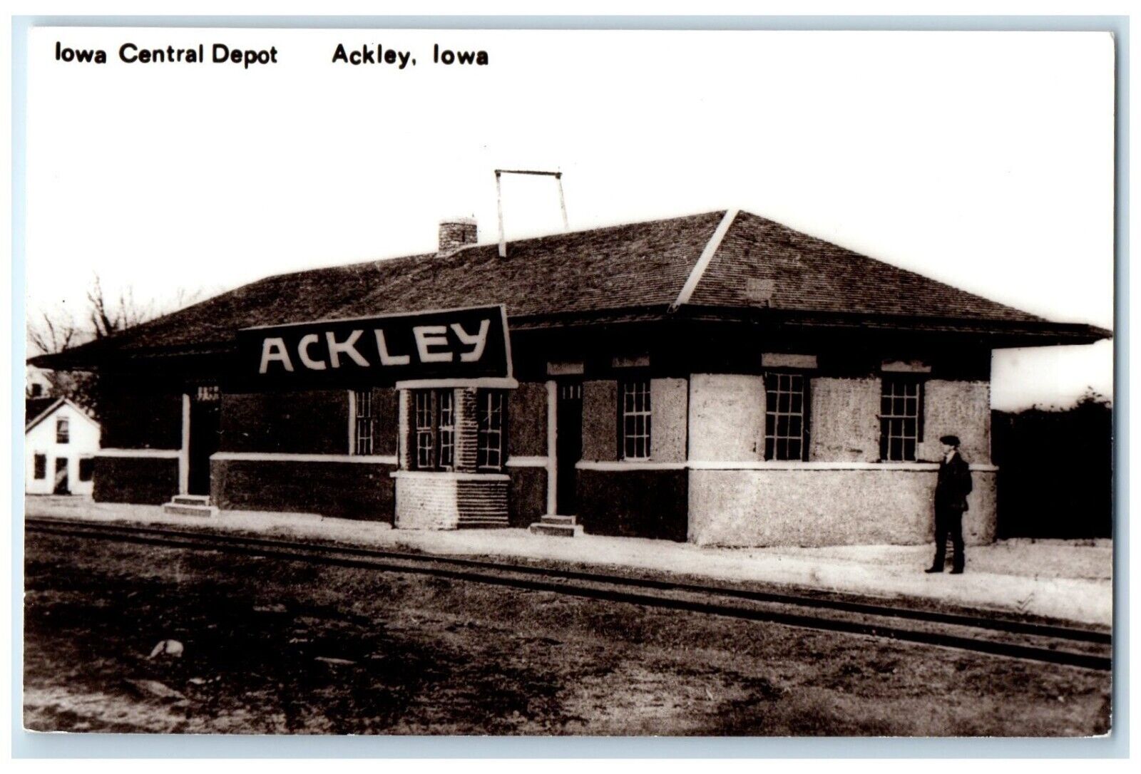 c1960's Iowa Central Depot Ackley Iowa Train Depot Station RPPC Photo Postcard