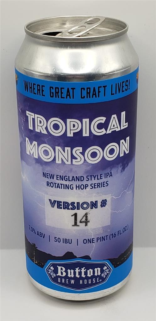 Craft Beer Can Button Brew House Brewing Company Tropical Monsoon # 14 NE IPA
