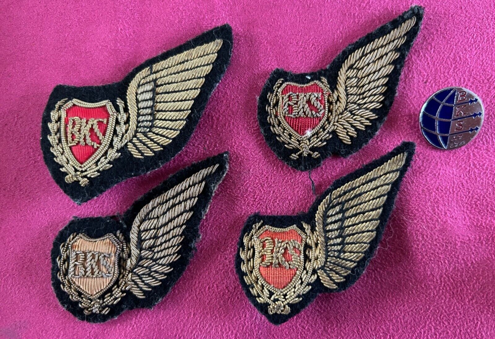 Rare Vintage BKS Pilots wing collection, enamel, defunct airline, 1950s, all inc