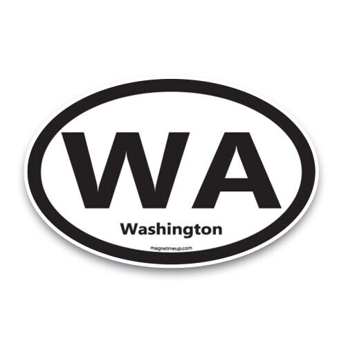 WA Washington US State Oval Magnet Decal, 4x6 Inches, Automotive Magnet for Car