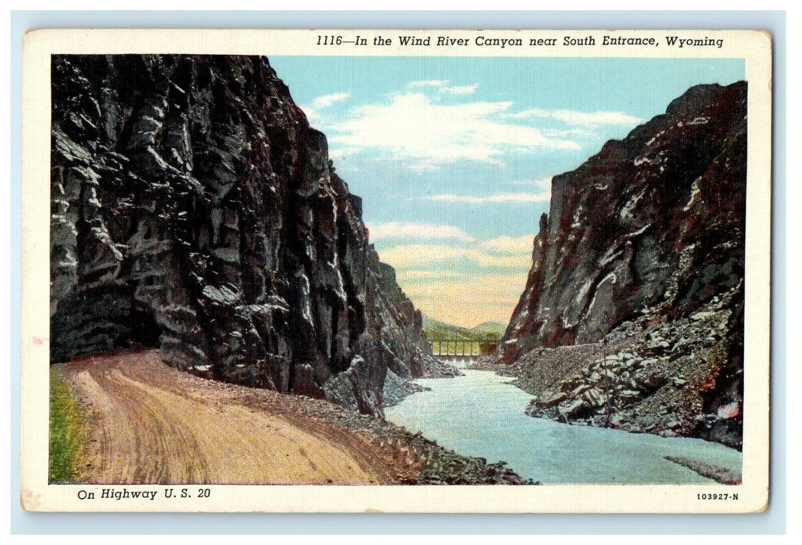 c1940s In the Wind River Canyon Near South Entrance, Wyoming WY Postcard