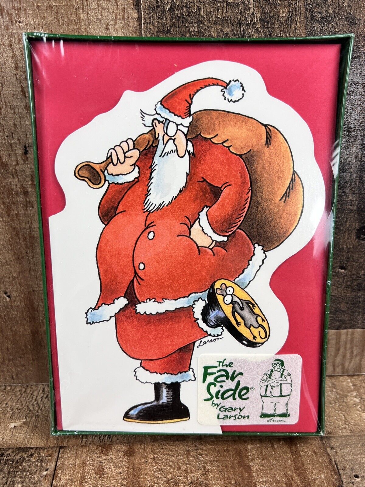 The Far Side Gary Larson Merry Christmas 12 Diecut Cards Santa Squashed Mouse