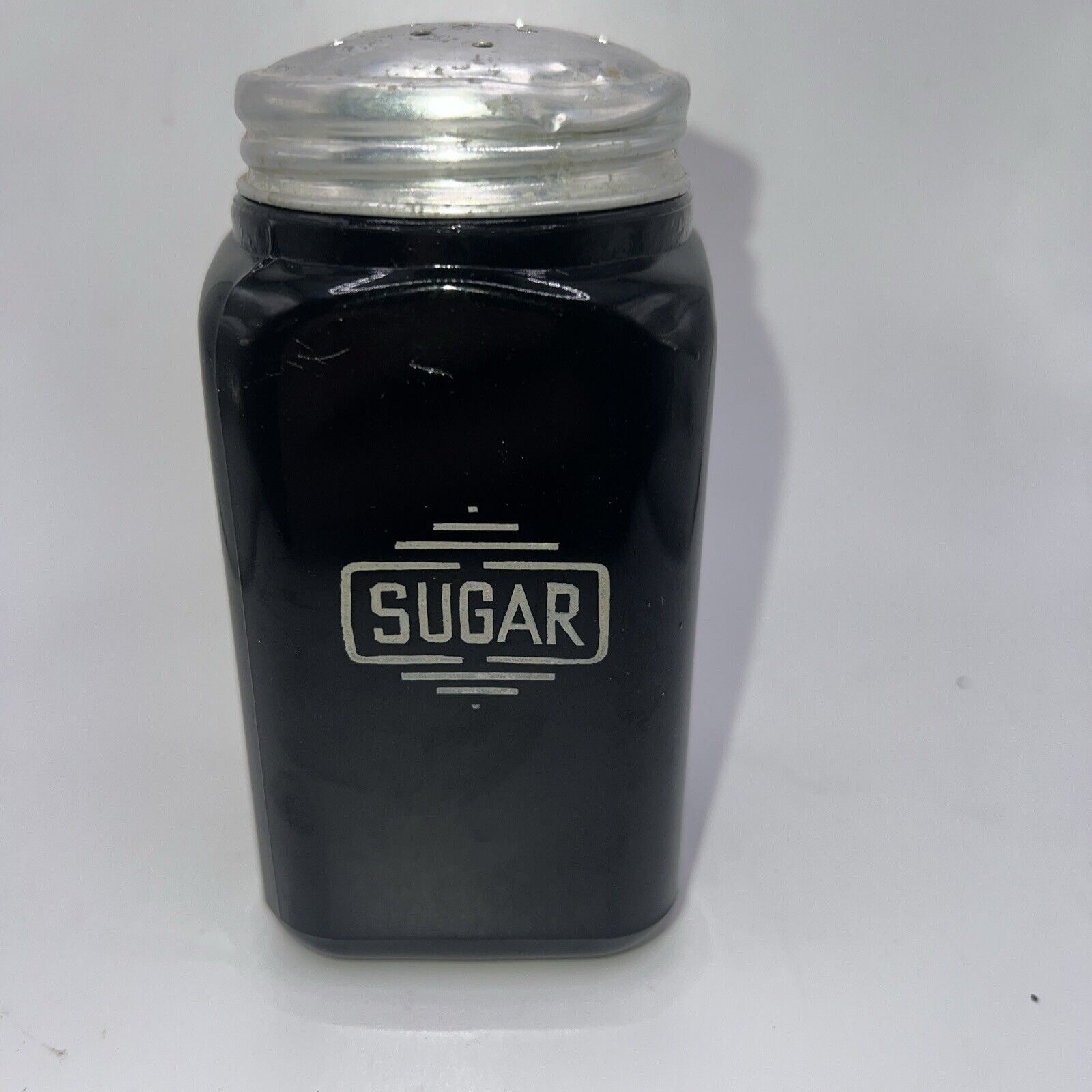 Vintage McKee Black Glass Art Deco Sugar Shaker