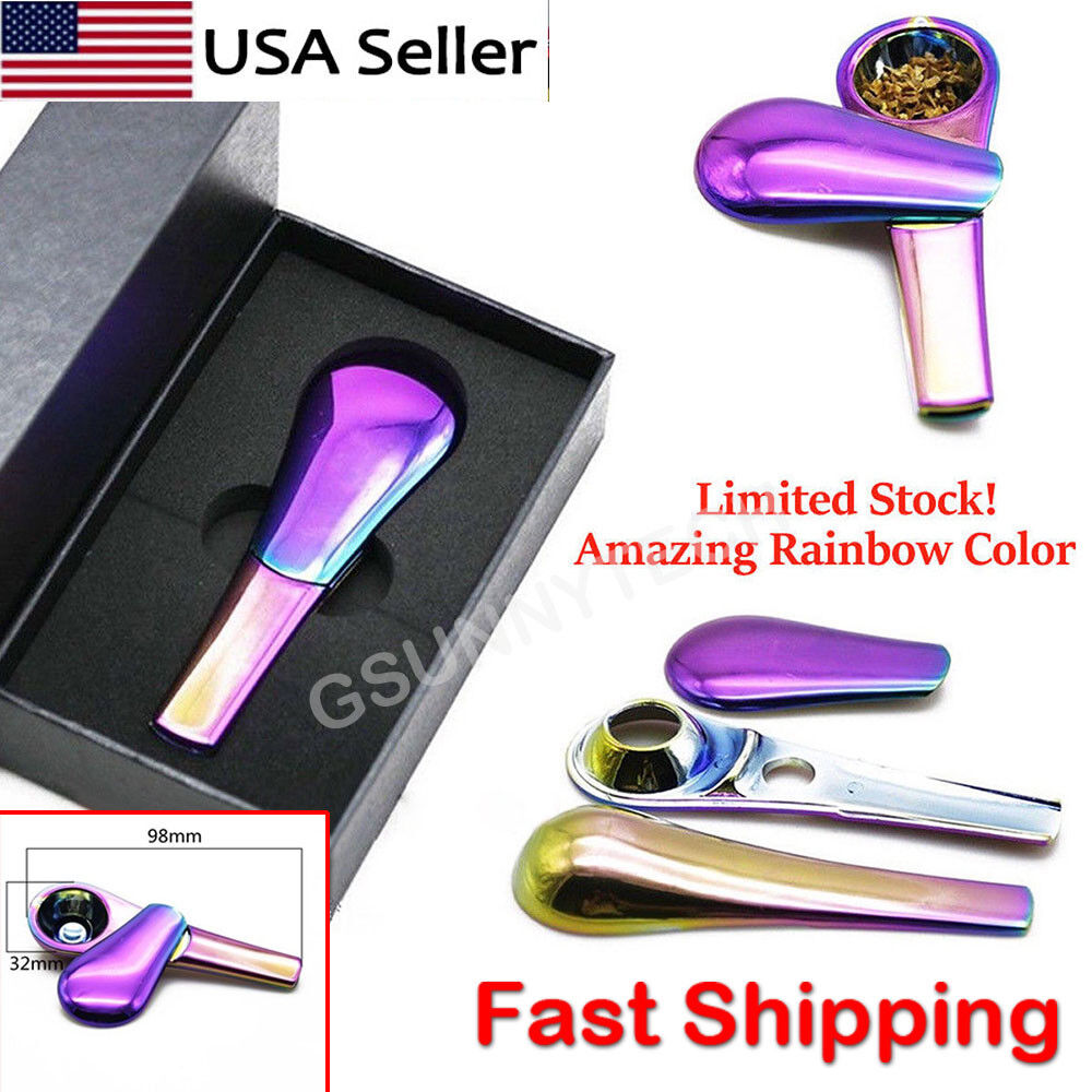 Newest Rainbow Portable Spoon Smoking Pipe Magnetic metal Tobacco Accessories