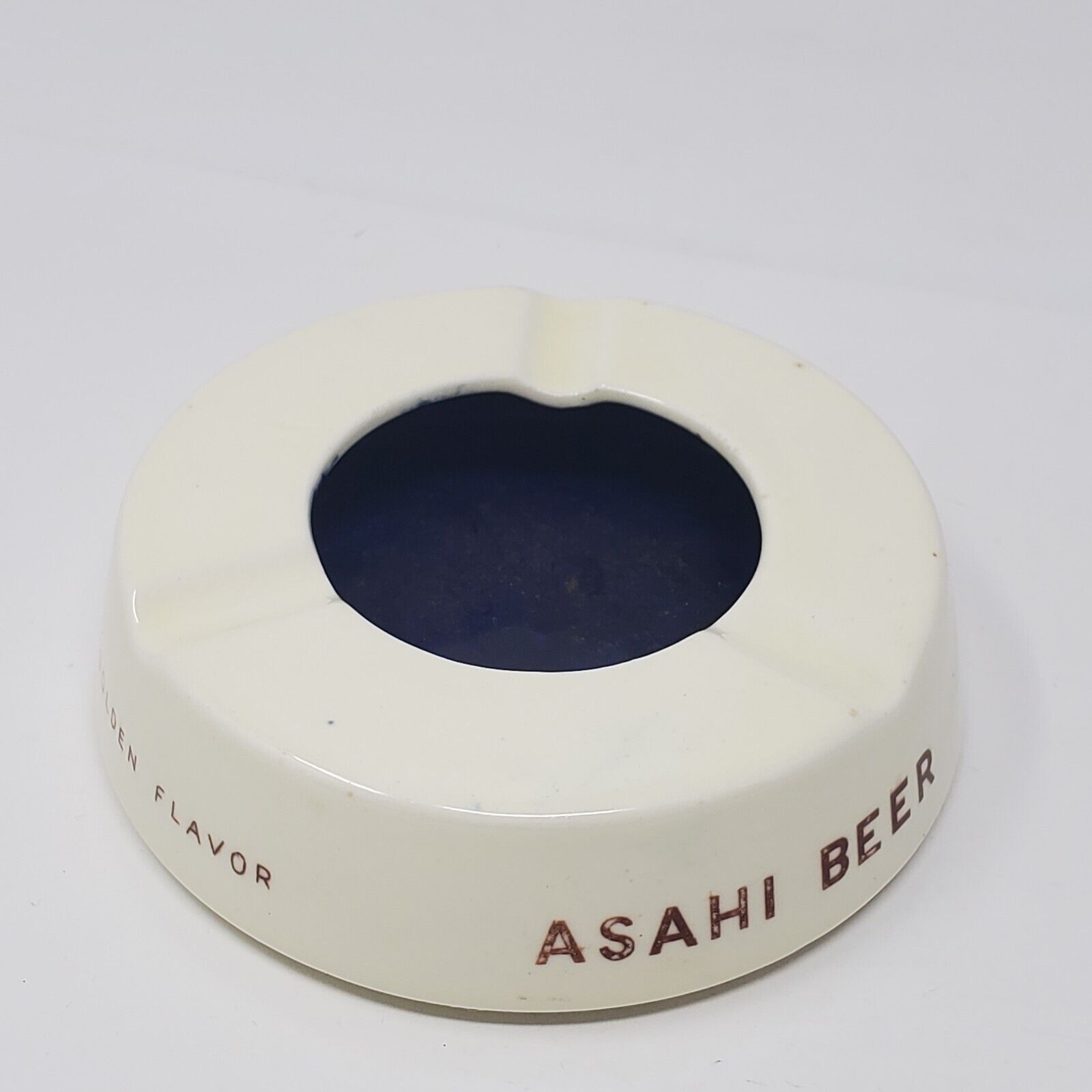 Vintage ASAHI Beer Ashtray Ceramic Made in Japan Golden Flavor READ