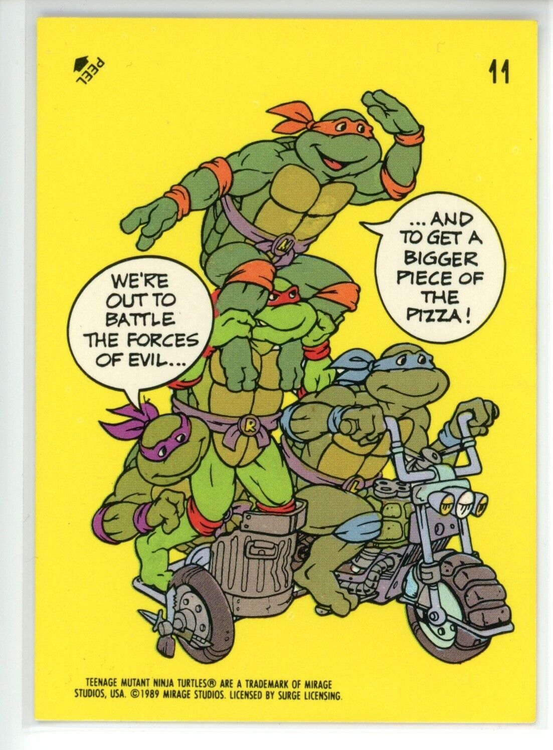 11 ~ We\'re Out to Battle ~ 1989 Teenage Mutant Ninja Turtles ~ STICKER ~ VG ~ OT