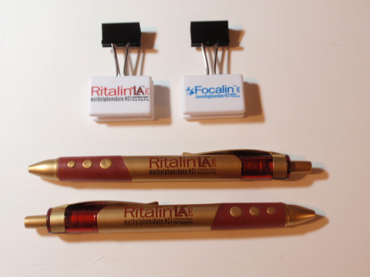  Ritalin  2  New Ritalin Pens, metal/plastic,+ 2 NEW Ritalin Clips  DRUG REP +