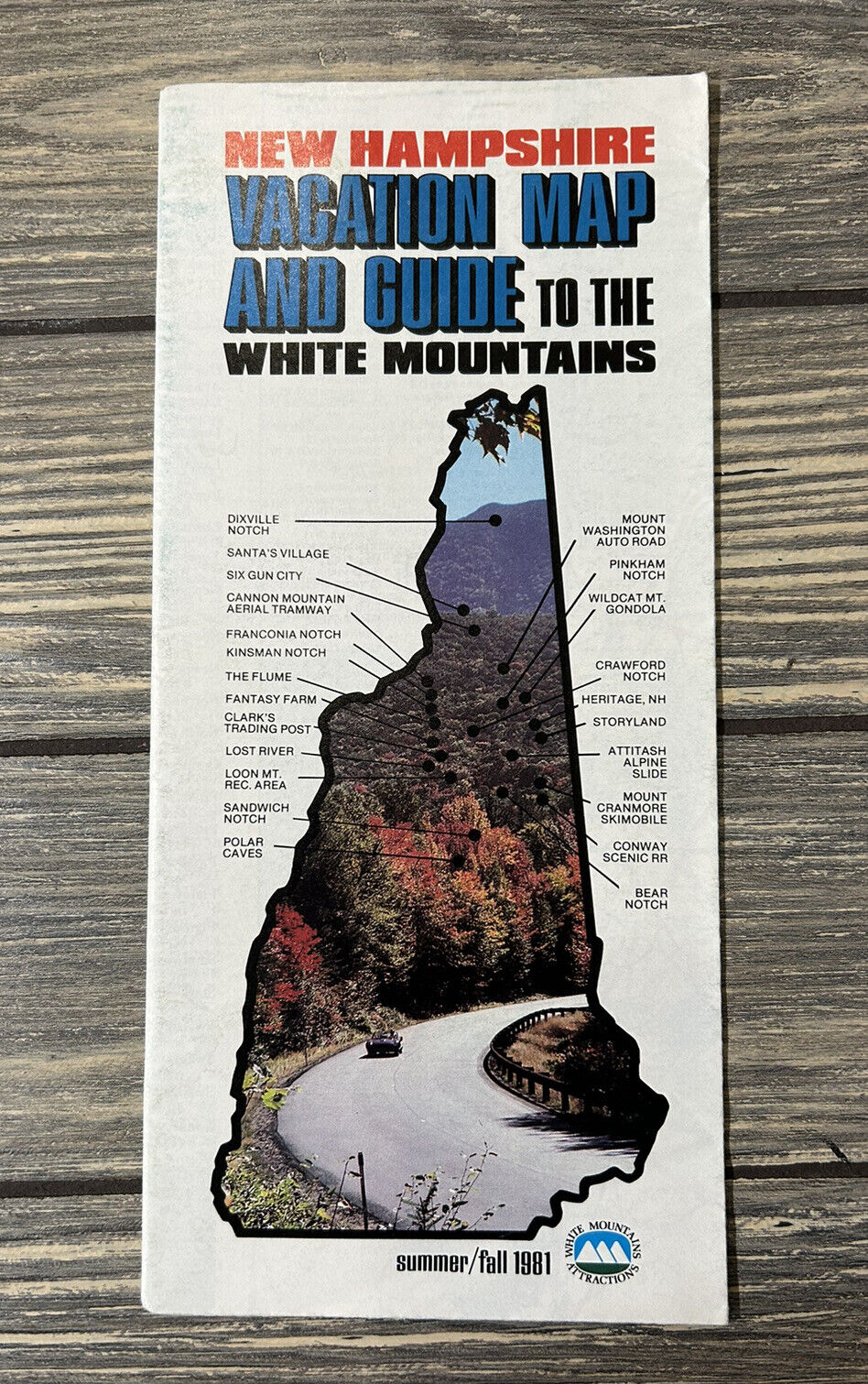 Vintage New Hampshire Vacation Map And Guide To The White Mountains Brochure 