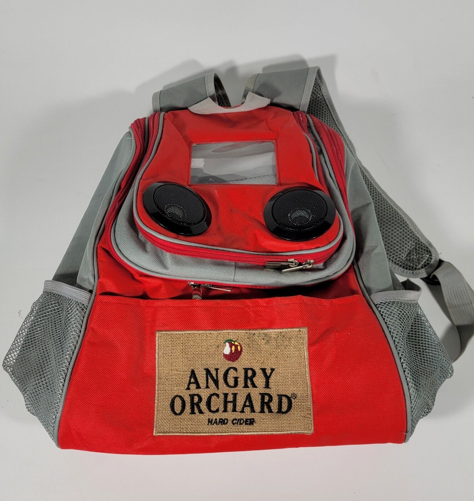 Angry Orchard Hard Cider Red Can Soft Cooler Backpack W/ Speakers
