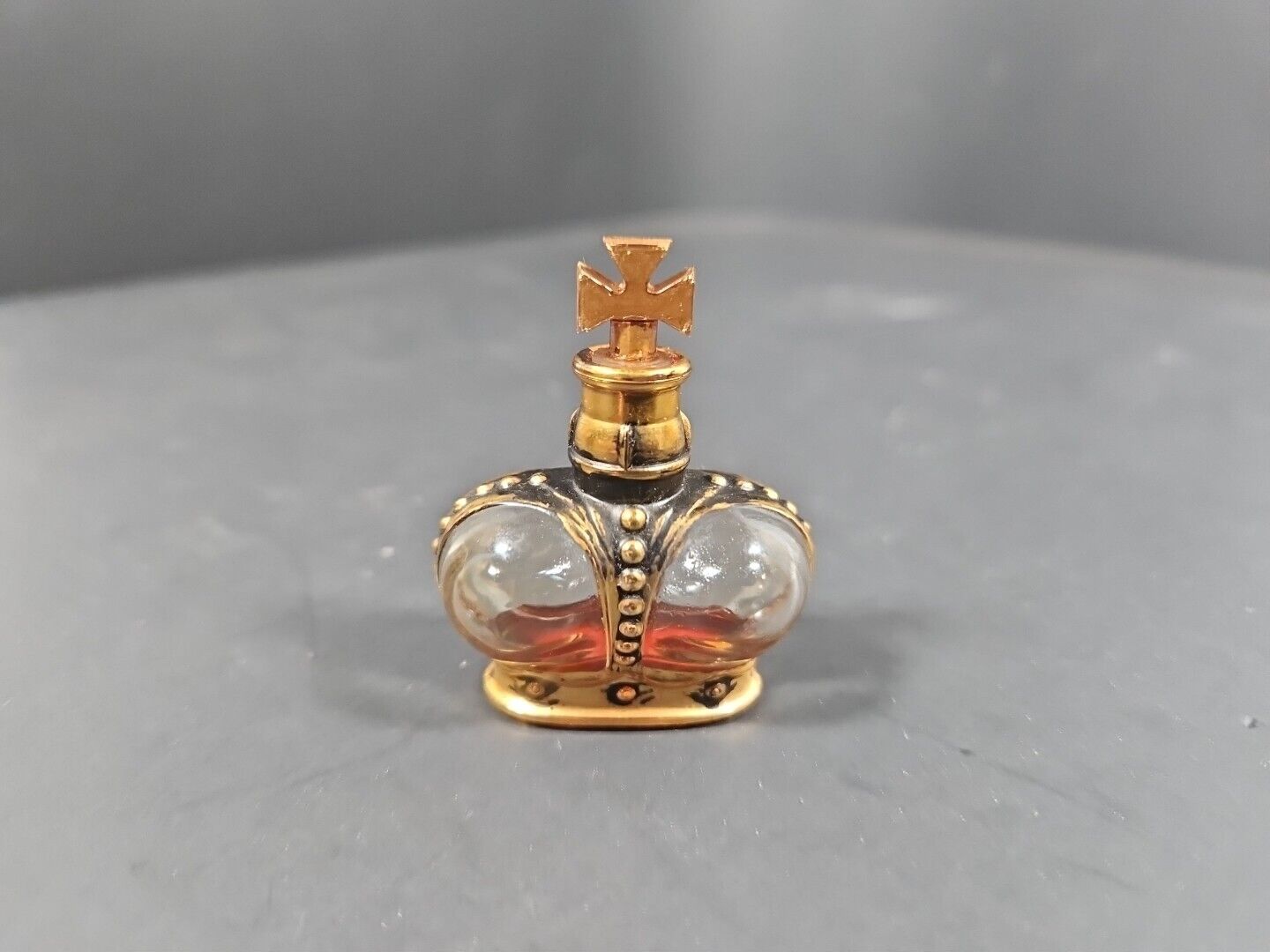 Vtg Prince Matchabelli Miniature Mini Perfume Bottle Gilded Crown Wind Song