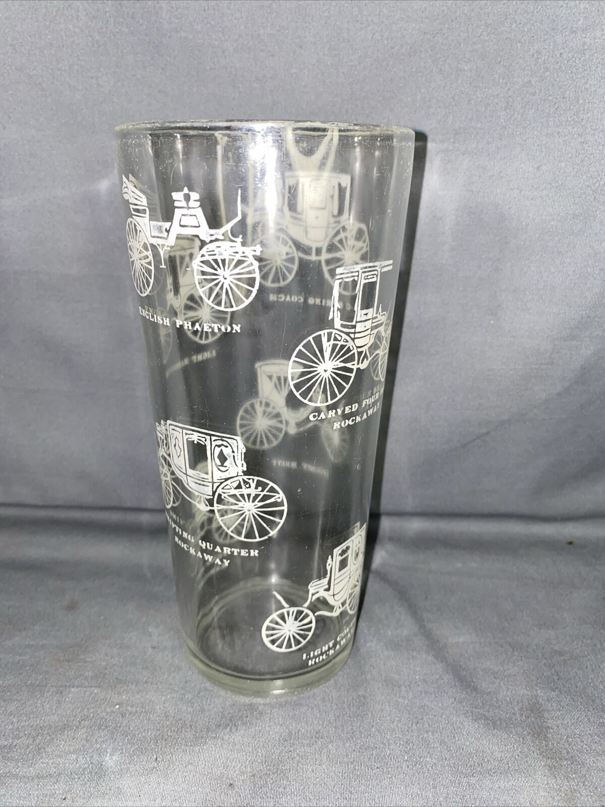 Vintage Tall Carriage Themed Drinking Glass 1970s Tumbler