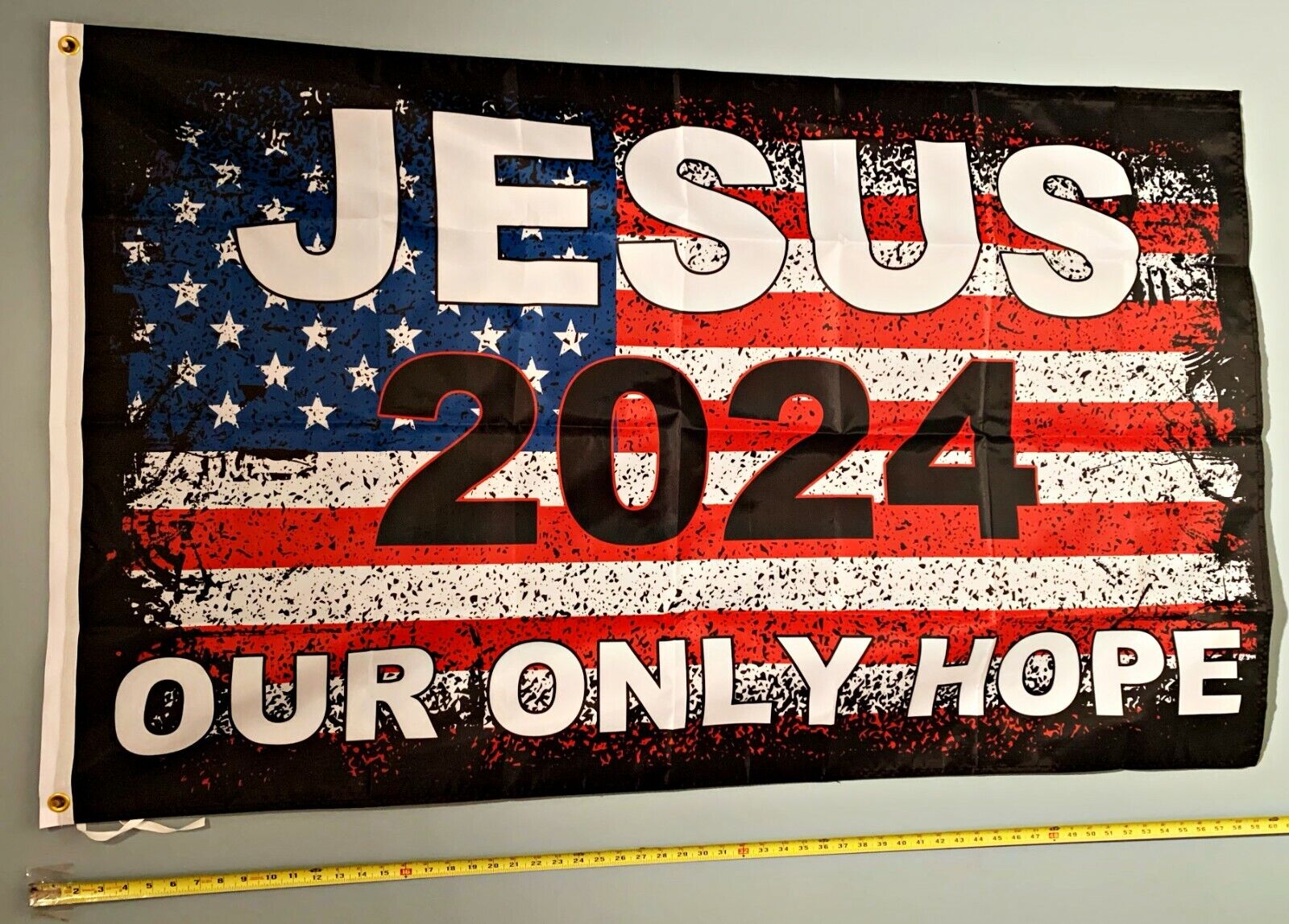 JESUS 2024 FLAG  USA SELLER* Our Only Hope USA Flag God USA Sign 3x5'