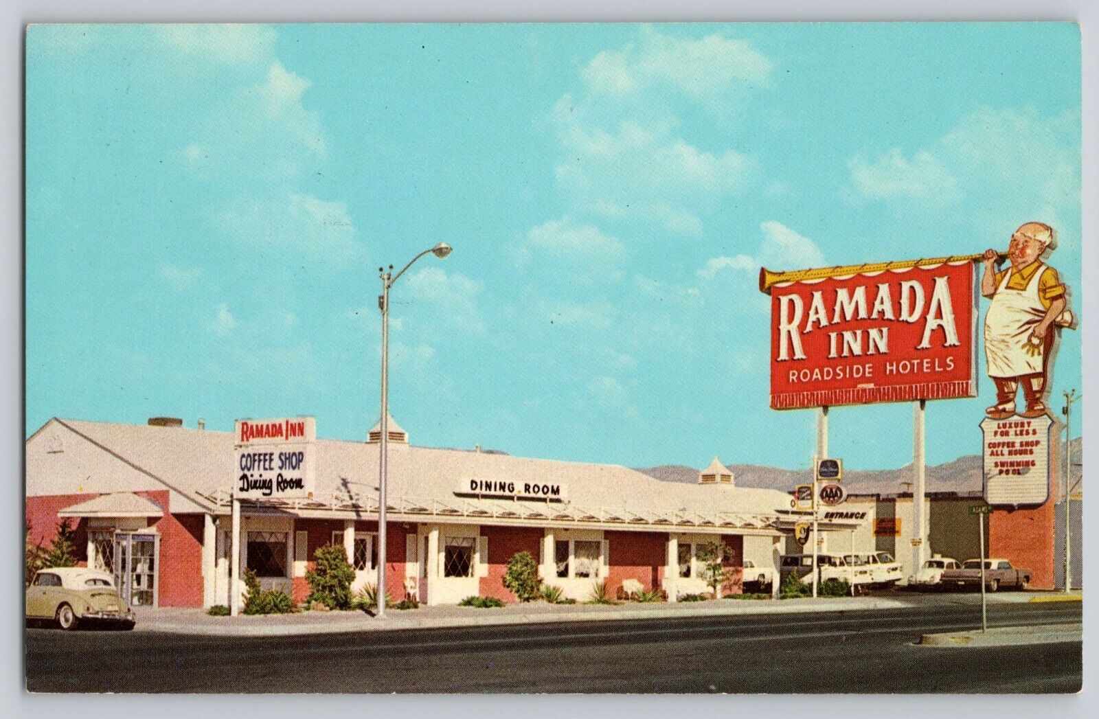 Postcard Route 66 New Mexico Albuquerque Ramada Inn Unposted Vintage Chrome