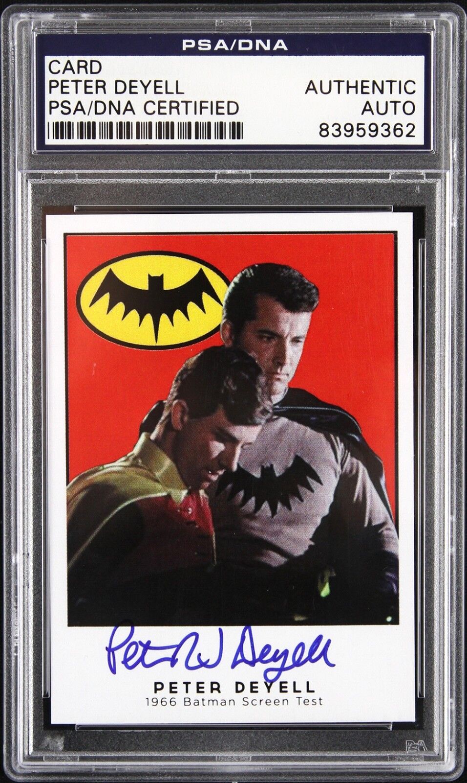 1965 Peter Deyell Batman Screen Test Signed Slabbed Card (PSA/DNA) “Both Actors”