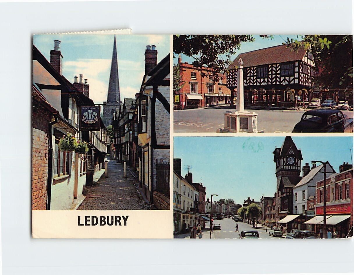 Postcard The War Memorial and Market House Church Lane Ledbury England
