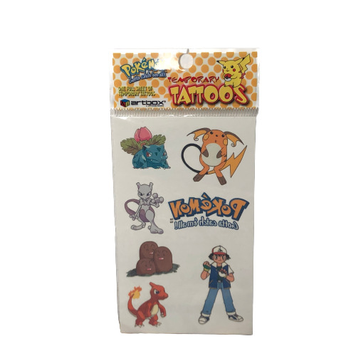 Pokemon Temporary Tattoos Kids Artbox 1999 Retro Vintage Deadstock Collectible