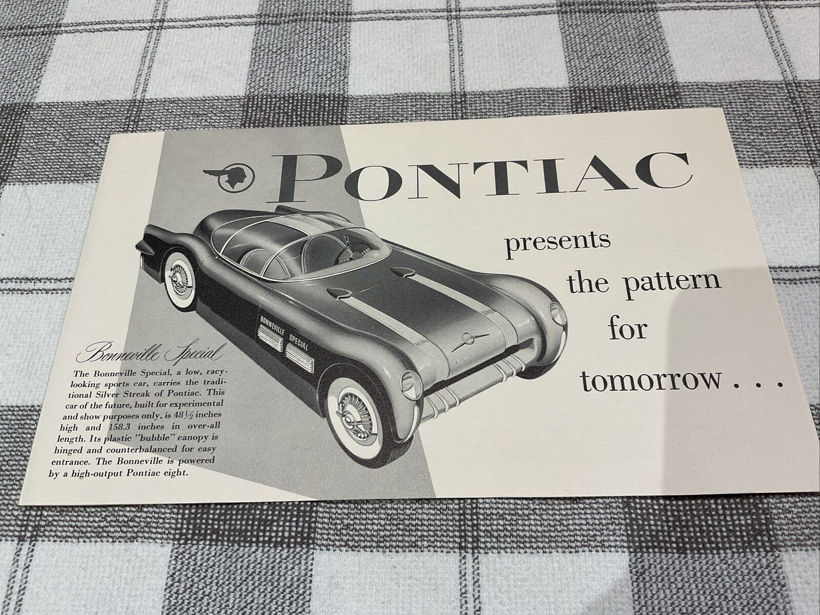 1954 Pontiac Bonneville Concept Star Chief Vintage Car Sales Brochure Folder