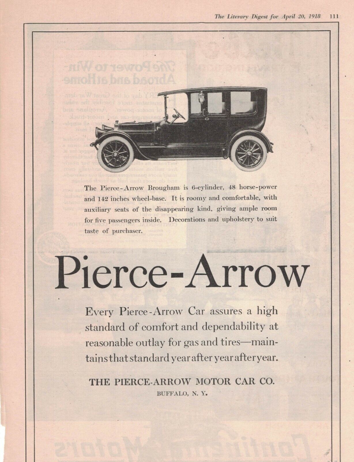 1918 Pierce Arrow Brougham Original ad 