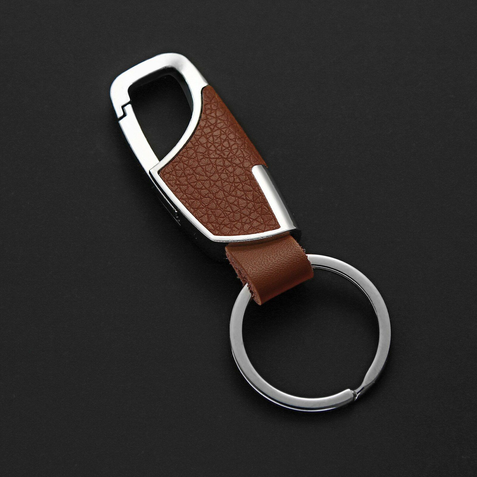 1pc Stainless Steel Car Retro Keyring Metal Pendant Leather Keychain Men Jewelry
