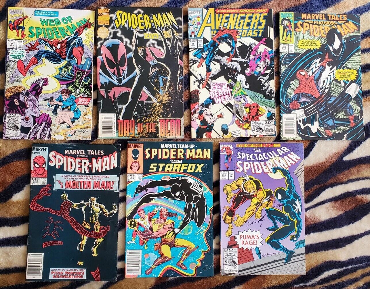 VINTAGE Spider-Man Comic book Lot of 7 *1984-1995* (Plus a Slab)