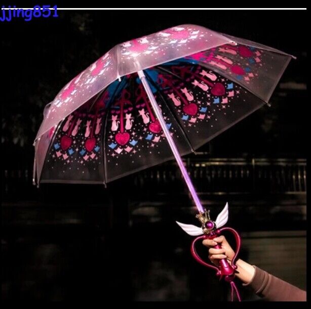 Sailor Moon Cosplay Umbrella Transparent Luminescent Bumbershoot Parasol Props