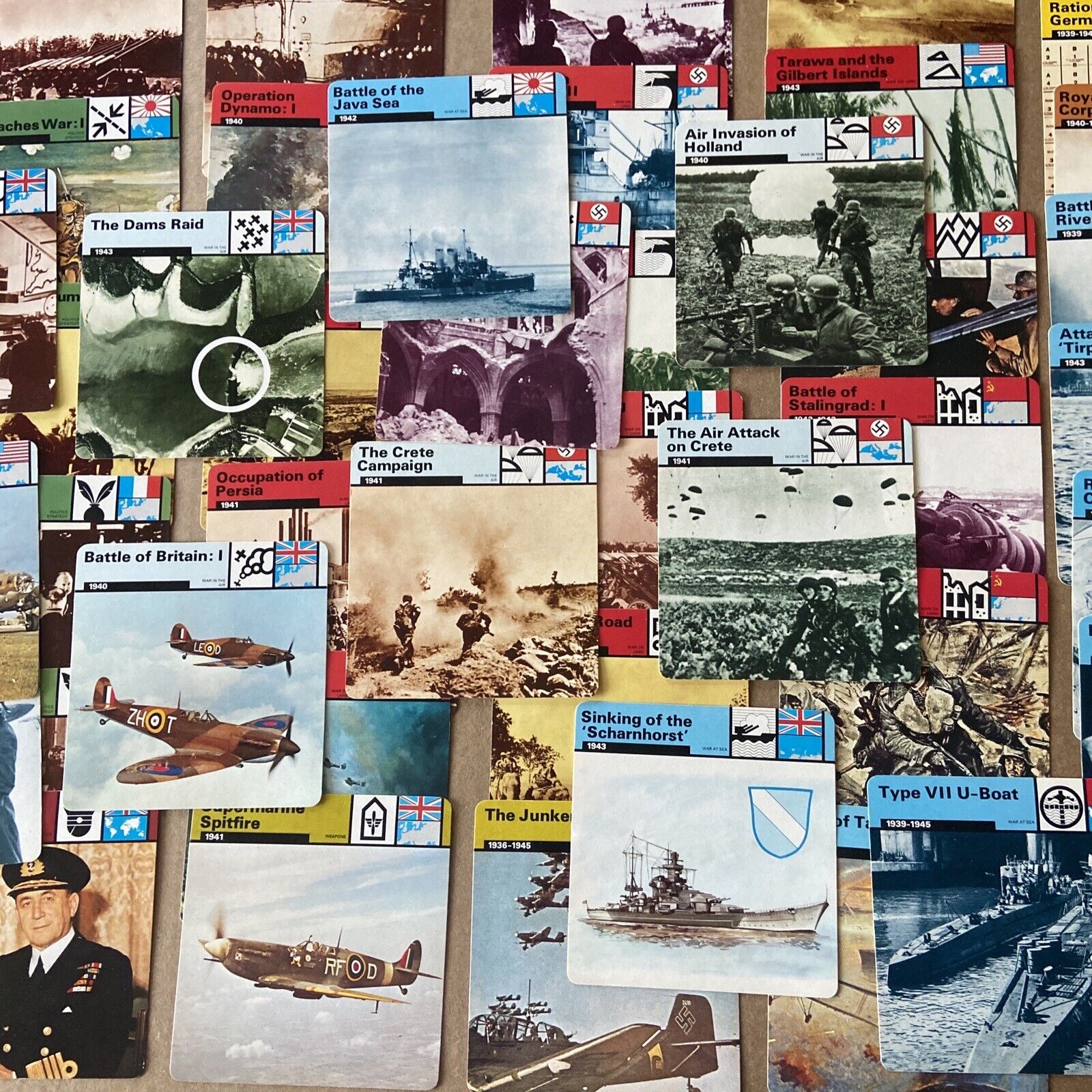 Vintage 1977 EDITO-SERVICE World War II History Cards Lot of 38 - Italy Version