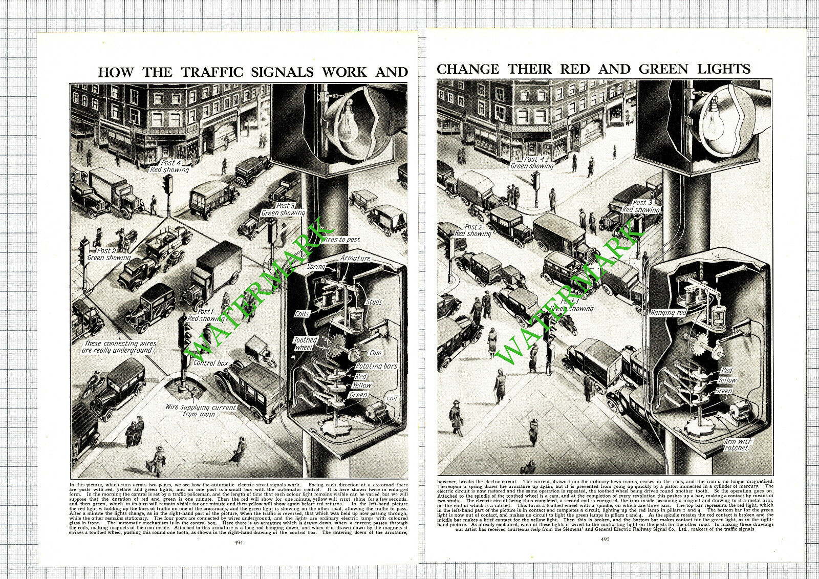Siemens & General Electric Traffic Signals -  c.1930s 2-Part Cutting/ Print 