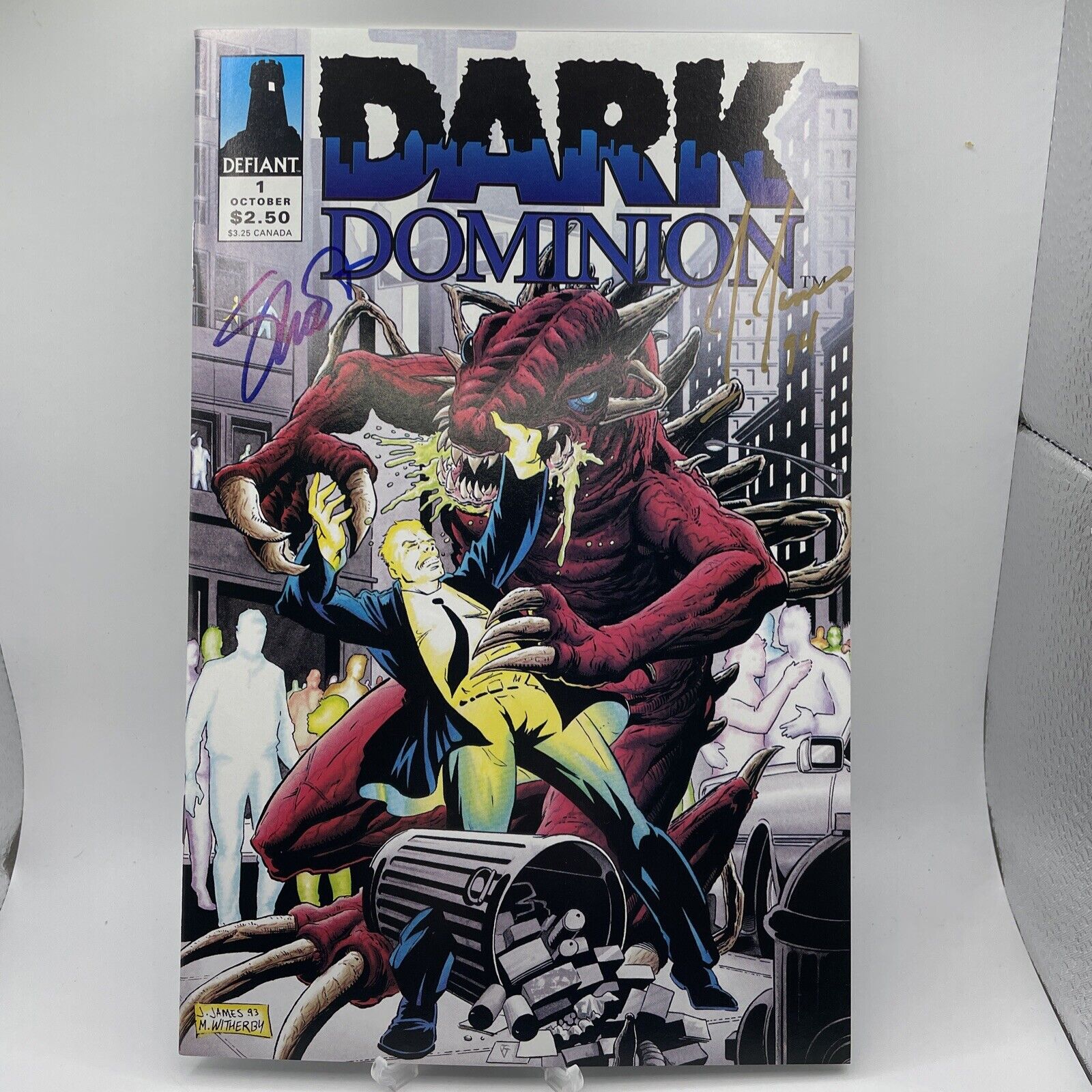 Defiant 1993 Dark Dominion #1 First Printing Sign By Shooter & J. James Comic