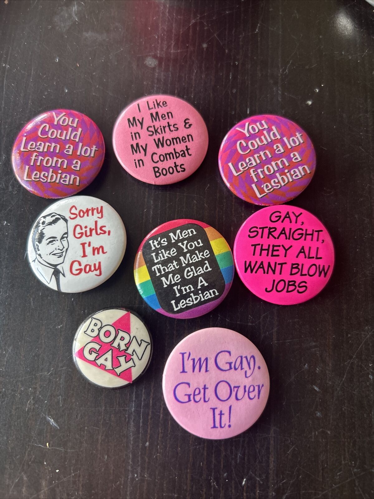 90s Gay And Lesbian LGBTQ Button Lot Pride Pinback Ephemera Inc. 1992 1995