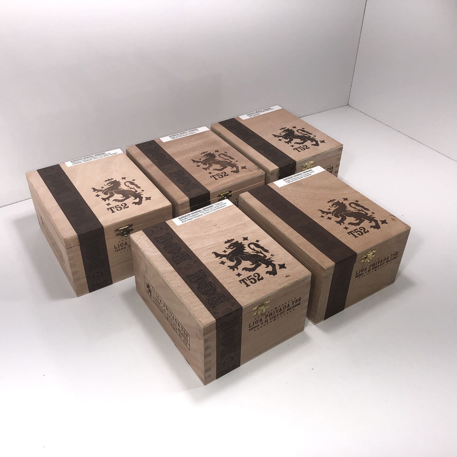 Lot of 5 Liga Privada T52 Toro Empty Wooden Cigar Boxes 6x7x4 #56