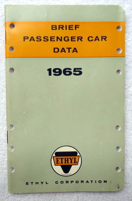 1966 BRIEF PASSENGER CAR DATA BOOKLET FROM ETHYL CORPORATION #5