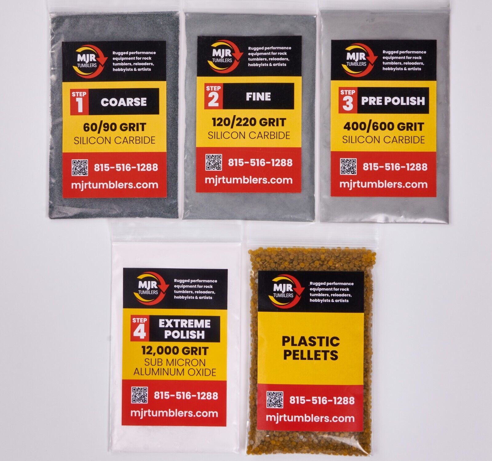 6lb Rock Tumbler Refill Grit Kit with pellets Silicon Carbide Aluminum Oxide