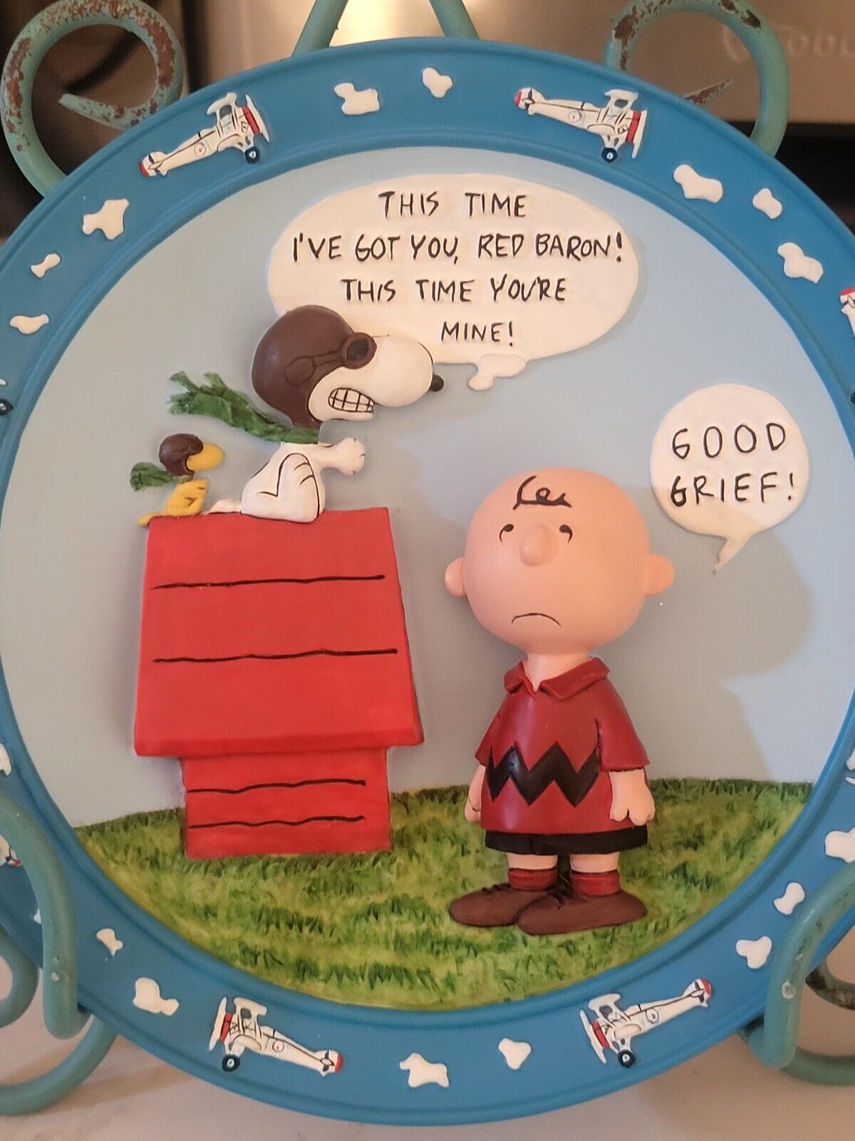 Danbury Mint Peanuts Snoopy & Charlie Brown-WWI Flying Ace 3D Numbered Plate COA