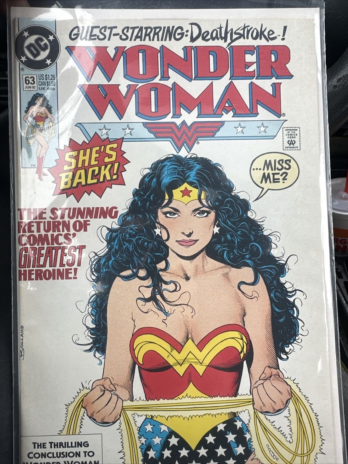 Wonder Woman 63, (1992) Brian Bolland Cover Kept In Sleeve, Very Nice Condition