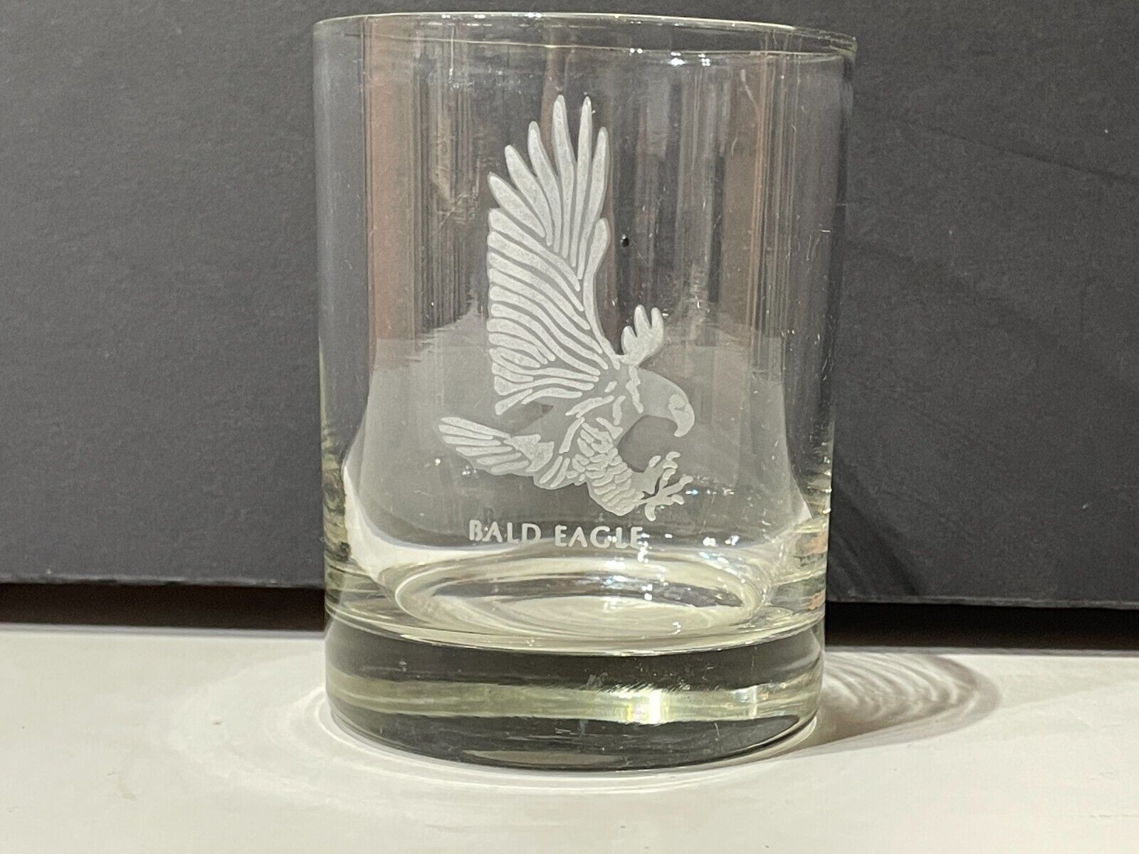 Georg Jensen Etched Bald Eagle Double Old Fashioned Rocks Glass