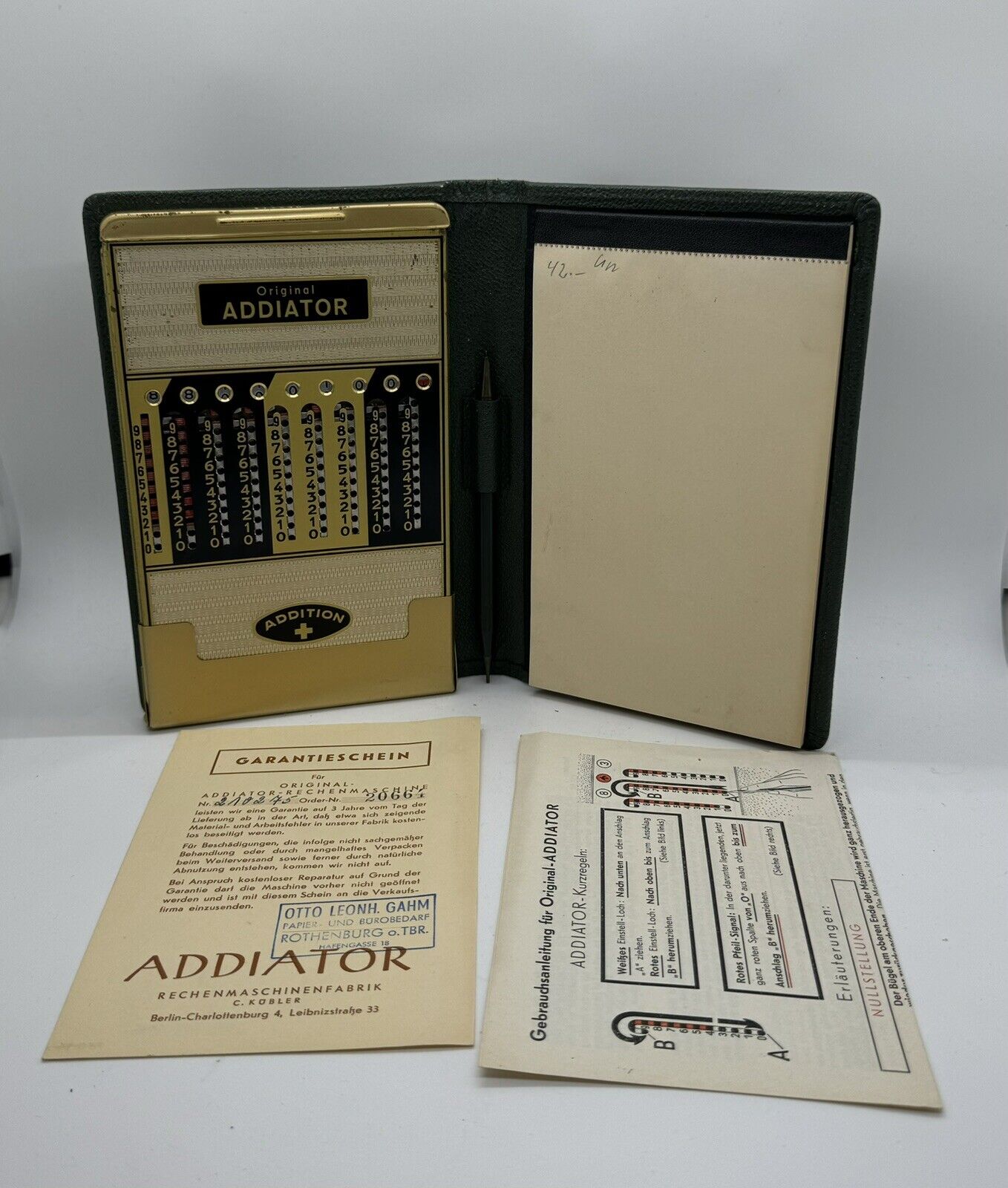 Vintage ARITHMA ADDIATOR Calculator With Original Case And Stylus, Germany