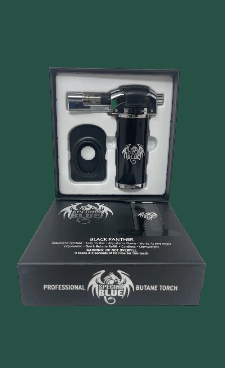 Torch Special Blue Black Panther Refillable Butane Torch | Adjustable Flame