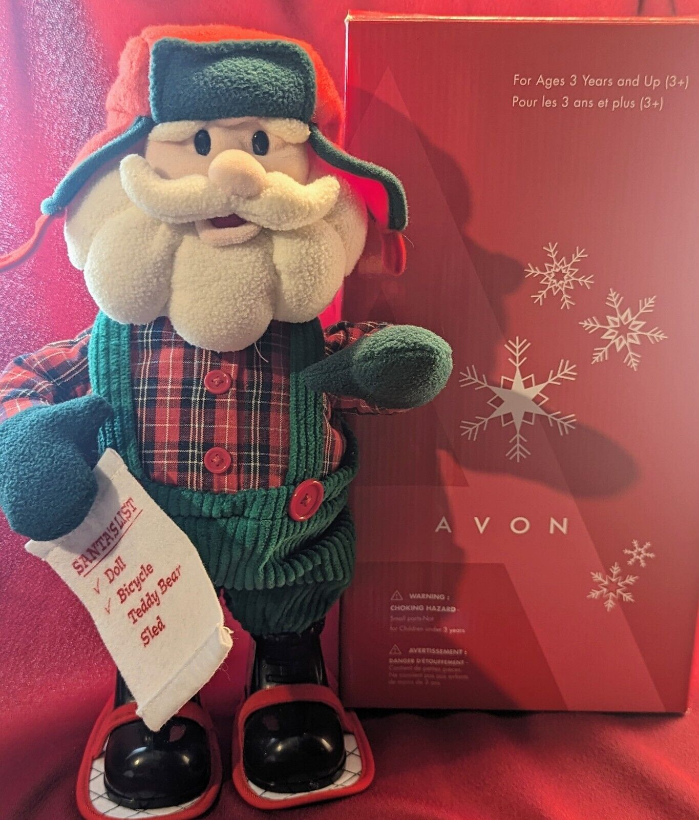 ❇️ VTG ❇️2004 AVON Groovy Dancing Santa on Wheels Shopping List w Box 🎁 TESTED 