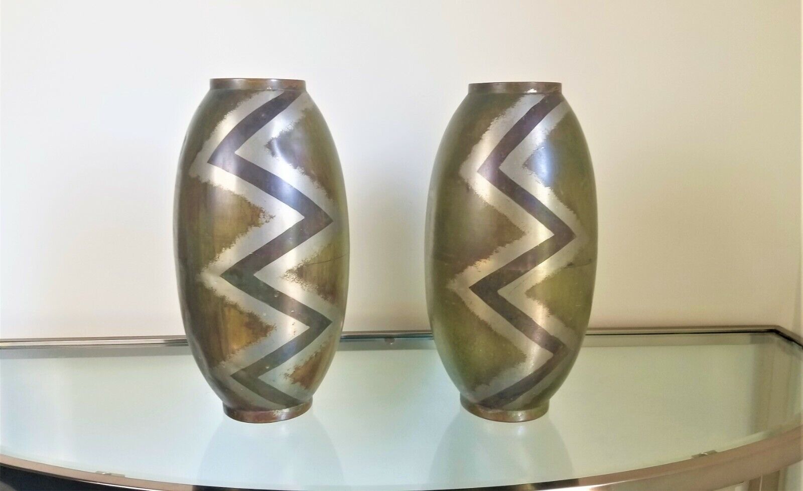 PAIR OF DINANDERIE VASES FROM THE EVOLUTION SERIES BY PAUL LOUIS MERGIER, 1920\'s