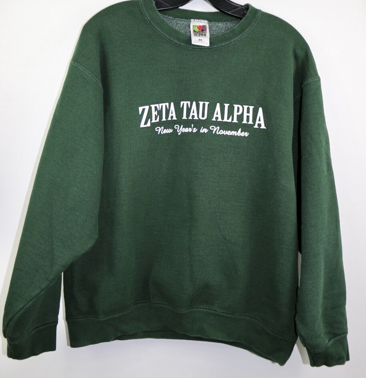 ZTA Zeta Tau Alpha Sweater Sorority Green VTG Long Sleeve Adult Size Medium