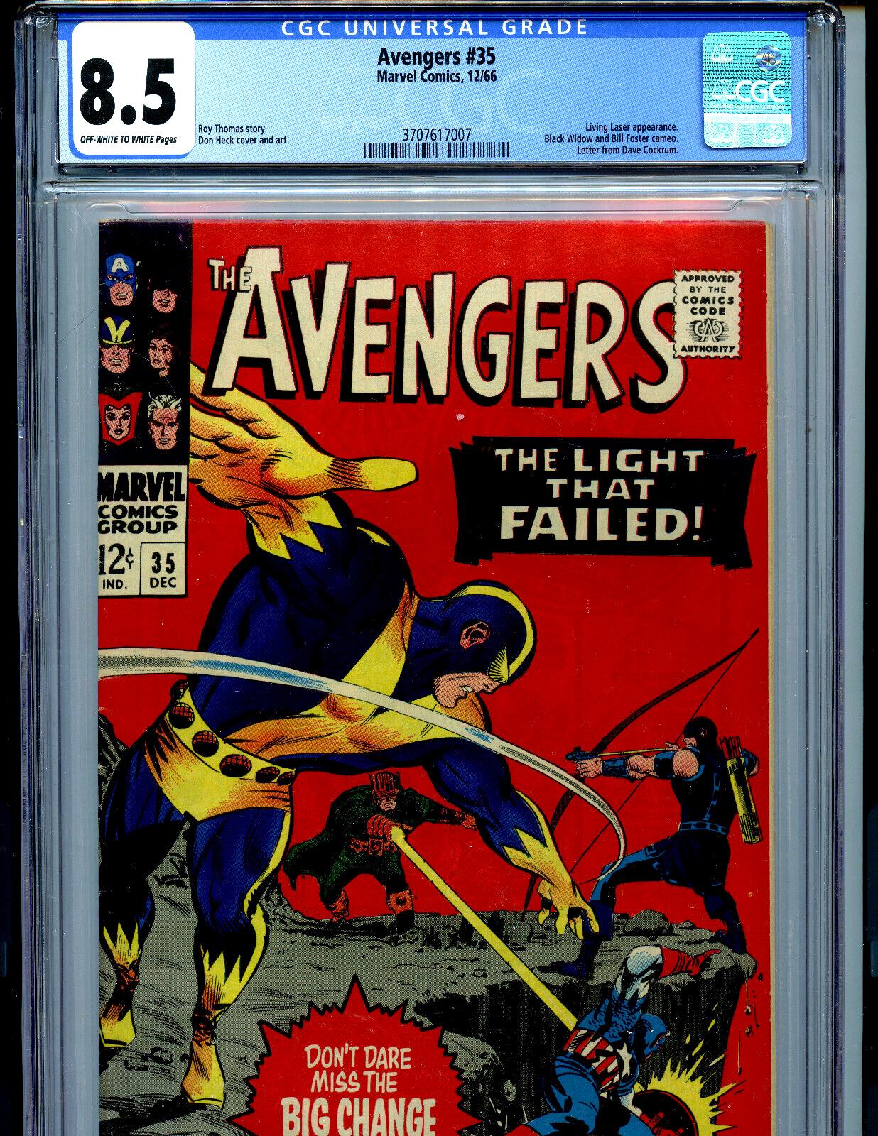 Avengers #35 CGC 8.5 VF+ 1966 Marvel Comic Living Laser Black Widow Amricons K57