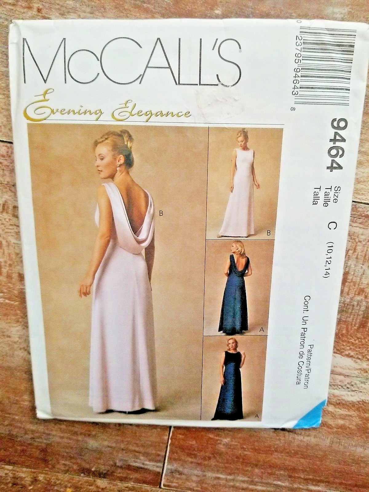 McCall\'s Sewing Pattern 9464 Misses Dress Formal Evening Sizes 10,12,14 Uncut