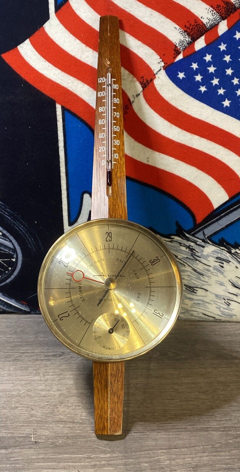Airguide Barometer Chicago USA Vintage Mid Century MCM Weather