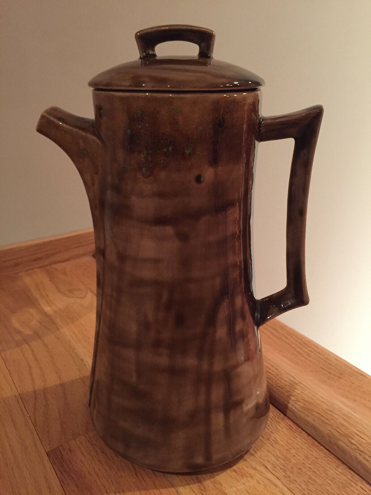 Arnel\'s 1976 Hand Painted Brown Ceramic Tea Pot w/ Lid Mid Century Modern ~ VTG