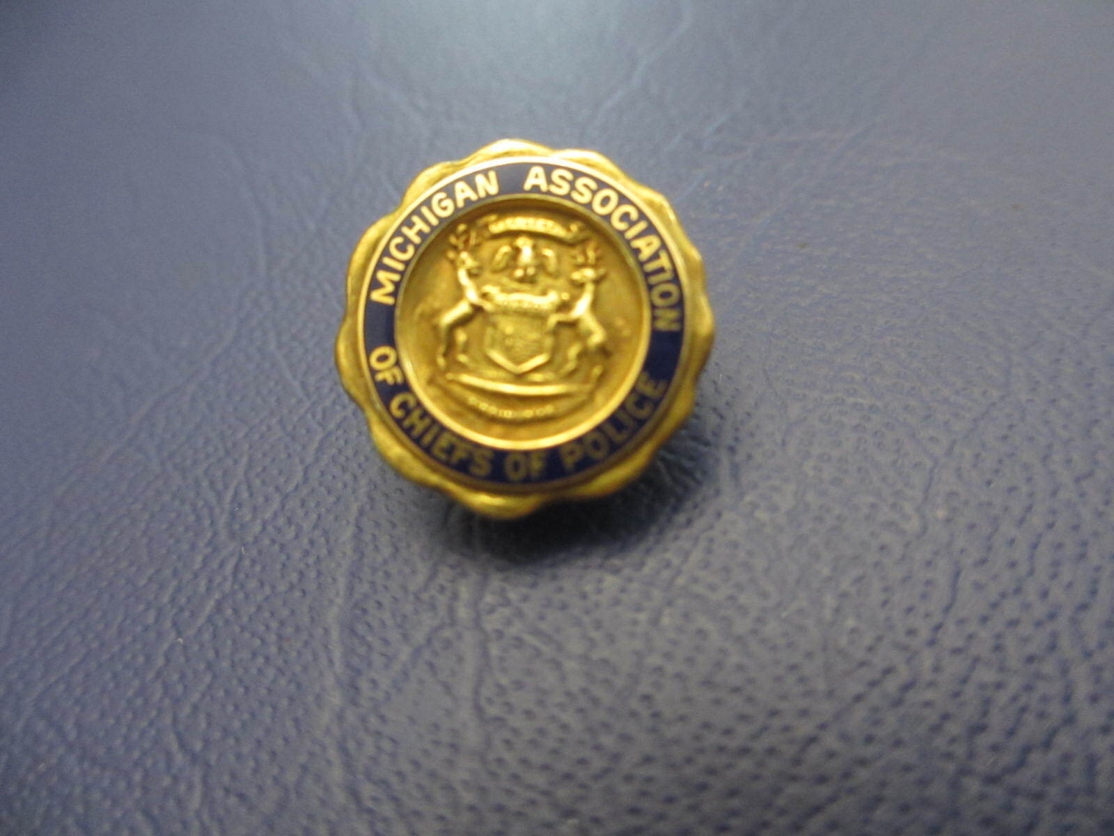 VINTAGE MICHIGAN ASSOCIATION OF CHIEFS OF POLICE SCREW BACK LAPEL PIN *