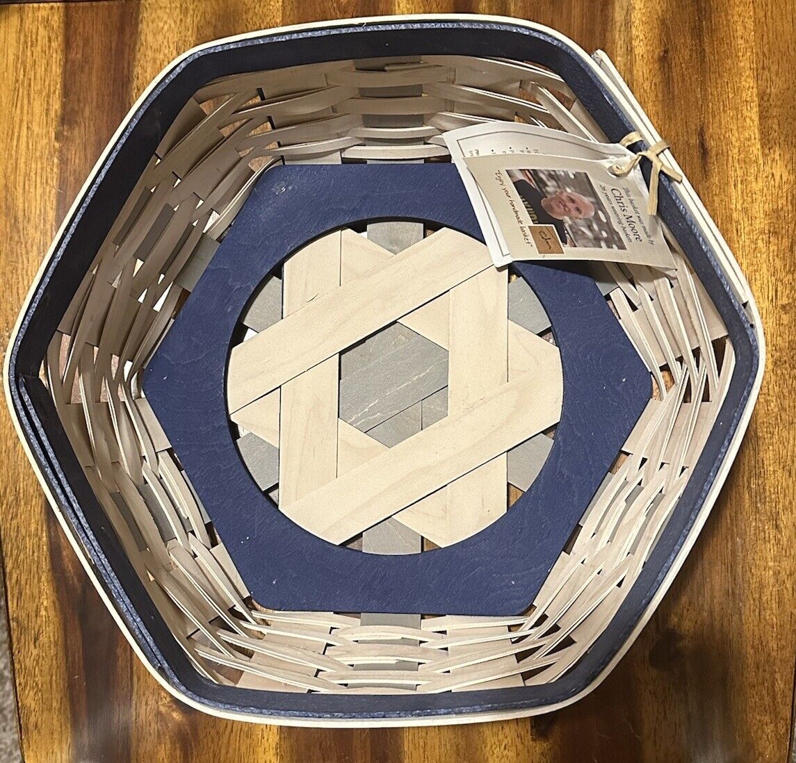EUC Longaberger 2016 XL Generations Basket Whitewashed-Blue-Blue/Grey  Classy